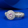 wholesale S925 Silver 50mm Round Pink Diamond Firework Cut Ring, Whitening Effect European and American Cross-Border Style-0-1