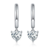 wholesale 18k gold-plated S925 sterling silver with 50mm heart-shaped full moissanite earrings for cross-border TikTok Live in that will not fall off-0.5ct*2 925 silver