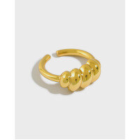 wholesale S925 Sterling Silver 324 Korean Version Ins Minimalist Twist Rope Adjustable Ring for Women Versatile Silver Ring-18K Gold [No. 13/Adjustable] Opening adjustable