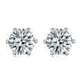 wholesale S925 Sterling Silver Minimalist Luxury Earrings for Women, Elegant Wedding Fashion Premium Moissanite Simple Six-Prong Stud Earrings-0-13