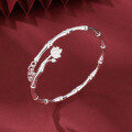 wholesale [999 Solid Silver] Lotus Bamboo Bracelet New Chinese Style Peace Pendant Young Model Rising Higher Openable Pure Silver Bracelet-0-1