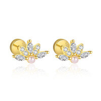 wholesale S925 Sterling Silver Geometric Square Luxury Sparkling Zircon Earrings For Women,。-E4941-Gold/Pair 925 Silver