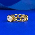 wholesale S925 Silver 5*7 Rectangular Zircon Cuban Gold Chain Openwork Personality Live Cross-Border Ring-0-1