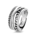 wholesale S925 Sterling Silver Retro Distressed Hollow-Out Chain Unisex Trendy Internet-Famous Design Open Adjustable Ring-0-5