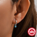 wholesale 925 Sterling Silver Classic Best-Selling Versatile Turquoise Hoop Earrings Hinge Climbers EarringsINS-0-1