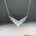wholesale 925 Sterling Silver Pearl Necklace V-Collarbone Chain with High-Carbon Diamond, Premium Feel, Minimalist Style, Exquisite Craftsmanship Wholesale-0-0