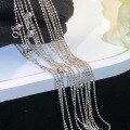 wholesale S925 Sterling Silver Versatile Universal Necklace Italian Craft Small Olive Bead Plain Chain Round Bead Adjustable Pull Chain for Women-0-3