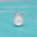 wholesale S925 Sterling Silver Waterdrop Pear Moissanite Diamond Necklace for Women, Light Luxury Micro-Set Princess Pendant, Ins Accessory Decoration-0-1