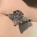 Alloy 5ct Trillion Cut Cubic Zirconia Ring Vintage Three-Stone Clearance-0-1