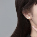 wholesale S925 silver geometric stud earrings for women, Korean and Japanese style, minimalist round hexagon small and delicate ear accessories M00466-0-2