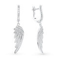 wholesale S925 Sterling Silver Plated Zircon Feather Earrings, Fashionable Commute Minimalist Elegant Earrings-0-0