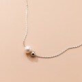 wholesale 925 Silver Pearl Luminous Bead Snake Bone Necklace Minimalist Fashion Elegant French Retro Versatile Internet-famous Collarbone Chain D9548-0-2