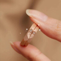 wholesale S925 sterling silver with rose gold electroplating Japanese-style luxury interlocking heart couple rings for men and women-Women's Rings>Adjustable Opening