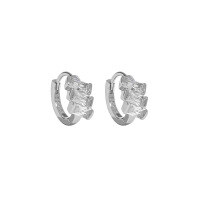 wholesale S925 Sterling Silver Korean Version Ins Minimalist Niche Design Versatile Micro-Inlaid Zircon Textured Ear Clasp for Women-Platinum 925 silver