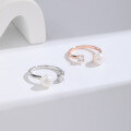 wholesale Metal material minimalist fresh water pearl ring for women, openable adjustable zircon ring,-0-0