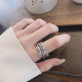 wholesale S925 silver European and American cross-border niche retro multi-layer wrap punk heavy metal design open ring-0-3