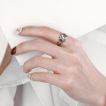 wholesale S925 Sterling Silver Korean Dongdaemun Ins Style Geometric Interlocking Circle English Elegant Open Adjustable Ring-0-3
