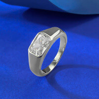 wholesale S925 Sterling Silver New Square Sugar Row Ring for Women, Minimalist and Stylish Polished Stackable Ring Fashion Design-R1380 White Diamond Ring Size 6