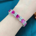 wholesale Metal material, Zhuo Zhifan Jewelry new live broadcast bestseller pink diamond 7*9 full diamond bracelet fashionable temperament wealthy woman style-0-0