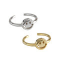 wholesale S925 Sterling Silver JT273 Korean Style INS Minimalist Smile Face Adjustable Ring for Women Students-0-4
