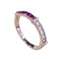 wholesale Rose Gold Plated 925 Sterling Silver Dual-Tone Red and White Zircon Fashion Slim Ring for Women, Premium Edition-0-4