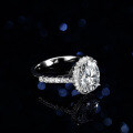 S925 Silver Moissanite 2ct Oval Shape Women's Ring Heavy Craft Factory Live-0-1