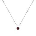 wholesale S925 Sterling Silver Japanese Korean Cross-Border Women's Necklace, Exquisite High-End Red Heart Pendant with Plain Silver Bead Side Chain-0-5