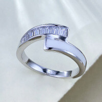 wholesale S925 Silver Square Zircon White Shell Double Row Ring for Women, Small Unique Design Minimalist Jewelry Live Stream-R1416 No.7