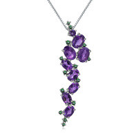 wholesale S925 Silver Italian Craftsmanship Designer Luxury Pendant with Natural Amethyst Necklace-Natural amethyst pendant (with silver chain)