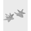 wholesale S925 Sterling Silver 462 Korean Version Ins Small and Minimalist Design Versatile Five-Pointed Star Textured Stud Earrings for Women-0-0