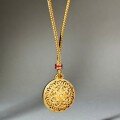 wholesale Antique Gold-Plated Sand Textured Pendant Necklace for Women, Adjustable Long Layering Chain, Vintage Gold Shop Style-0-2