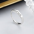 wholesale S925 Sterling Silver Retro Minimalist English Letter "Good Luck" Ring, Stylish Vintage Hong Kong Style Index Finger Ring for Women-0-0