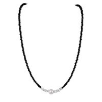 wholesale 925 Sterling Silver Beaded Necklace with Design-Forward, Niche Natural Turquoise, Black Spinel, and Amethyst Accents-DY191242-SS-BH 925 silver