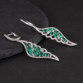 wholesale S925 Sterling Silver Angel Wing Topaz Earrings with Natural Garnet and Green Chalcedony Feather Wing Earrings-0-0