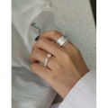 wholesale S925 Sterling Silver 403 Korean-style Textured Ring Ins Light Luxury Original Handmade Textured Wide Band Plain Circle Chain Ring for Women-0-3