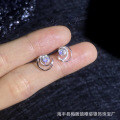 Sterling Silver Star and Moon D Color Moissanite Stud Earrings, Wholesale-0-1