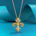 wholesale S925 Gold-Plated Vintage Style Golden Iris Pendant New Chinese Style Guofa Necklace for Women Drop Shipping-0-0