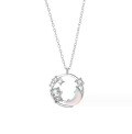 wholesale S925 Sterling Silver Cute Dragon Star Moon Necklace for Women, Moonstone Pendant Collarbone Chain for Year of the Dragon-0-4