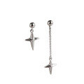 wholesale S925 Silver Korean-style Minimalist Cross Long and Short Stud Earrings (Single) Women's Silver Jewelry-0-4