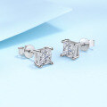 wholesale Pt950 gold plated S925 silver earrings for women, classic princess cut moissanite simple studs, factory direct bestseller-0-1