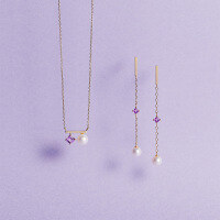 wholesale S925 Silver Medium Amethyst Pearl Necklace, Duli Jewelry Spring New Collection, Japanese-Inspired Minimalist Niche Simple and Gentle Style-Medium Amethyst Pearl Necklace 925 Silver