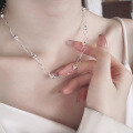 wholesale S925 sterling silver Korean-style geometric sphere link collarbone chain, fresh and elegant birthday gift for girlfriend-0-1