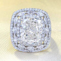 wholesale S925 Silver New High-End Simulated Diamond 10*12 High Carbon Diamond 5 Carat Ice Flower Cut G Color Ring-0-0