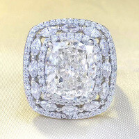 wholesale S925 Silver New High-End Simulated Diamond 10*12 High Carbon Diamond 5 Carat Ice Flower Cut G Color Ring-R735 White G 9