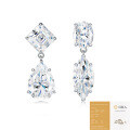 S925 Silver Moissanite Teardrop Earrings, Small Niche High-End Livestreamer Style-0-5