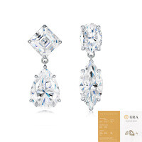 S925 Silver Moissanite Teardrop Earrings, Small Niche High-End Livestreamer Style.-Moissanite (with GRA certification)  925 Silver