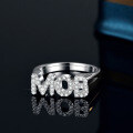S925 Silver Moissanite Women's European and American Row Ring Luxury Full Diamond Letter Ring-0-1