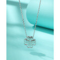 wholesale 925 Sterling Silver Four-Leaf Clover Necklace for Women, Versatile Small and Minimalist Korean Style Flower Pendant Collarbone Chain, Gift for Mother's Day-0-2