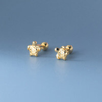 wholesale S925 silver Korean-style fashionable turtle stud earrings with spiral design for students M01634-S925 silver pair silver>925 silver