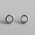 wholesale S925 Sterling Silver Geometric Circle Donut Earrings Women's Simple and Versatile Silver Jewelry-0-0